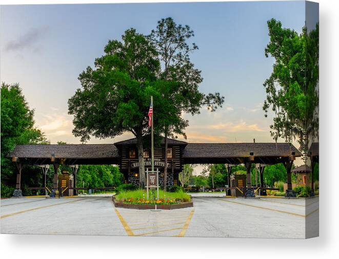 Disney Canvas Print featuring the photograph Fort Wilderness Gate by Chris Bordeleau