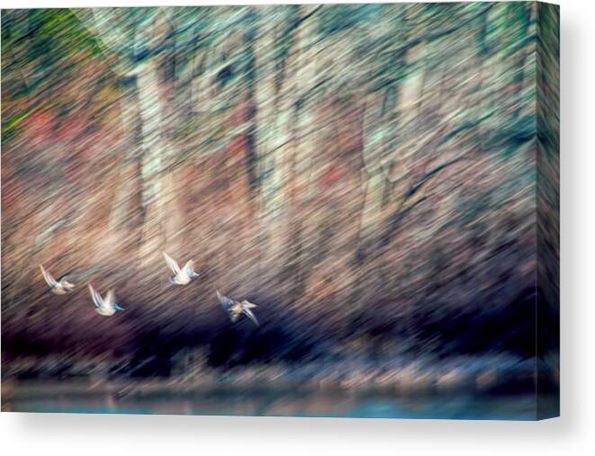 Digital Abstract Canvas Print featuring the photograph The Takeoff by Jerry Nettik