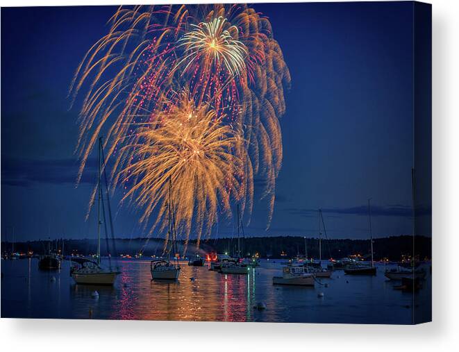 Boothbay Harbor Canvas Print featuring the photograph Fourth of July in Boothbay Harbor by Rick Berk