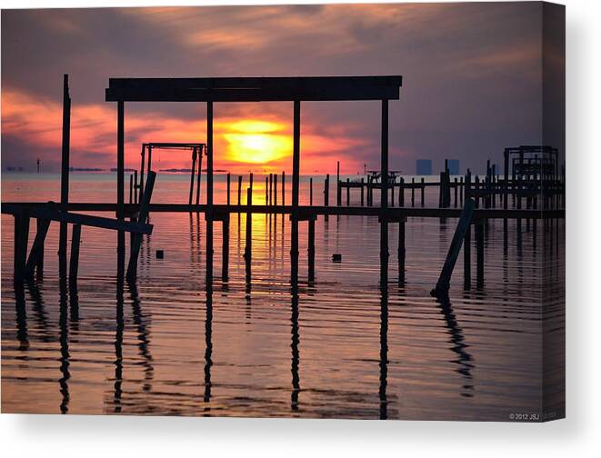 20120214 Canvas Print featuring the photograph 0214 Framed Sunset on Sound by Jeff at JSJ Photography