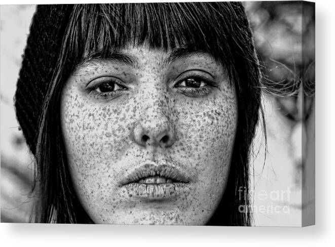 Beauty Canvas Print featuring the photograph Freckle Face CloseUp by Jim Fitzpatrick
