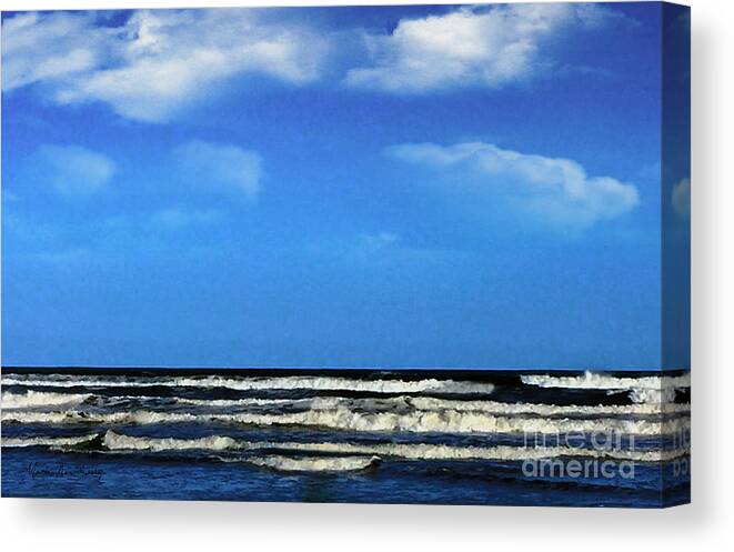Beach Canvas Print featuring the digital art Freeport Texas Seascape Digital Painting A51517 by Mas Art Studio