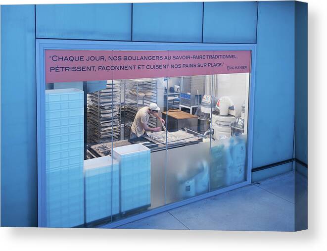 French Canvas Print featuring the photograph French baker at work by Jean Gill