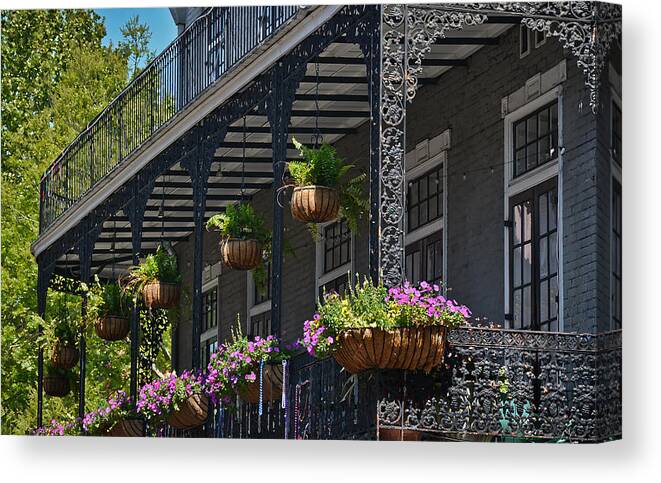 Greg Jackson Canvas Print featuring the photograph French Quarter Sunlit Balcony - New Orleans by Greg Jackson