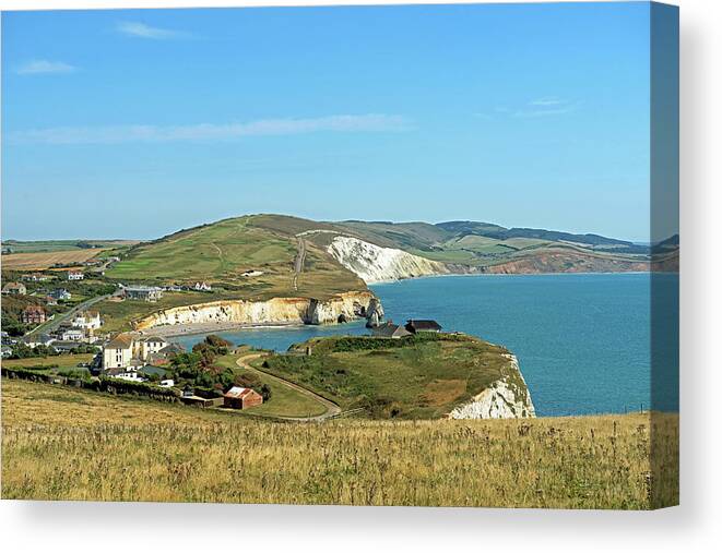 Britain Canvas Print featuring the photograph Freshwater Bay From Tennyson Down by Rod Johnson