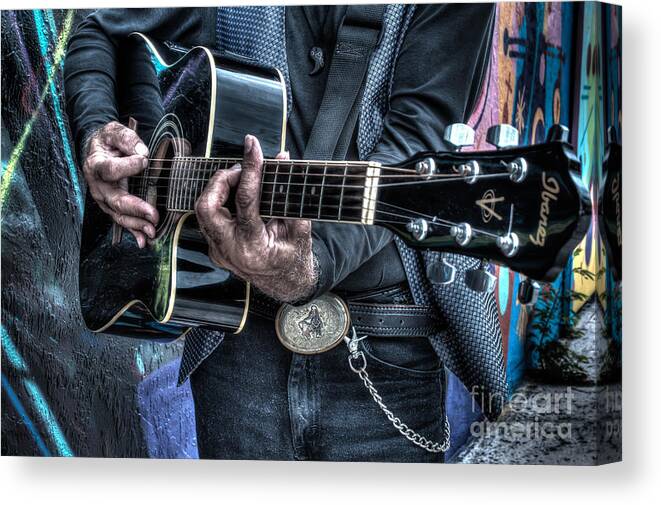 Guitar Canvas Print featuring the photograph Fretting Hands by George Kenhan