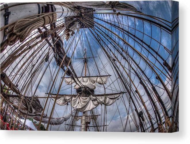 Castine Canvas Print featuring the photograph Frigate Hermione 05 by Fred LeBlanc
