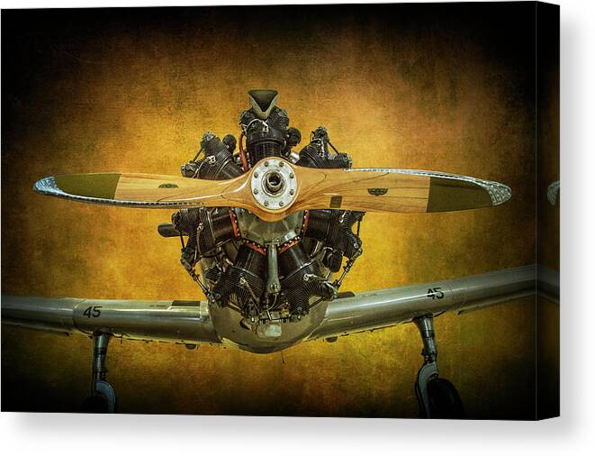 Airplane Canvas Print featuring the photograph Front End of a Fairchild PT-23 Cornell Monoplane Trainer by Randall Nyhof