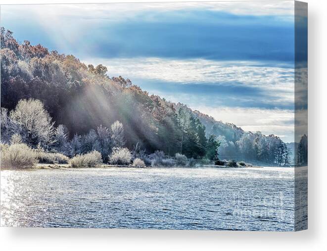 Big Ditch Lake Canvas Print featuring the photograph Frost at the Lake by Thomas R Fletcher