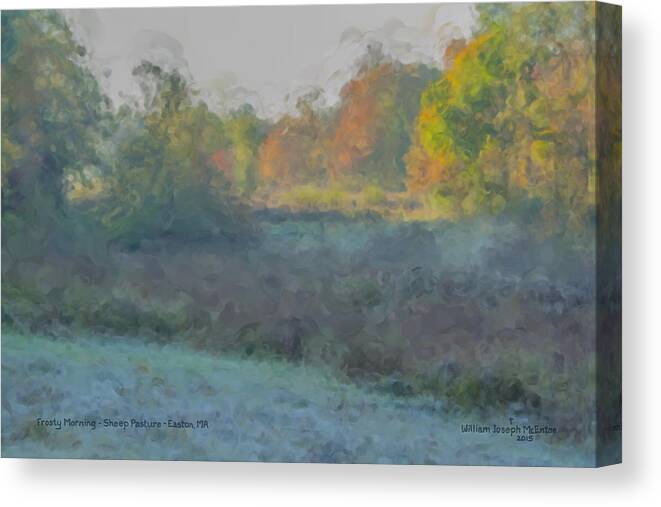 Sheep Pasture Canvas Print featuring the painting Frost on the Meadows by Bill McEntee
