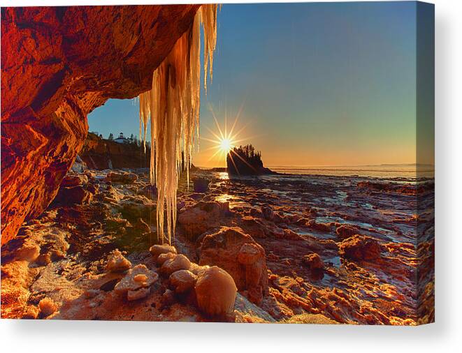 Coastline Canvas Print featuring the photograph Frozen Sunset by Irwin Barrett
