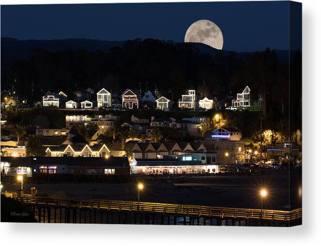 Moon Canvas Print featuring the photograph Full Moon over Capitola by Deana Glenz