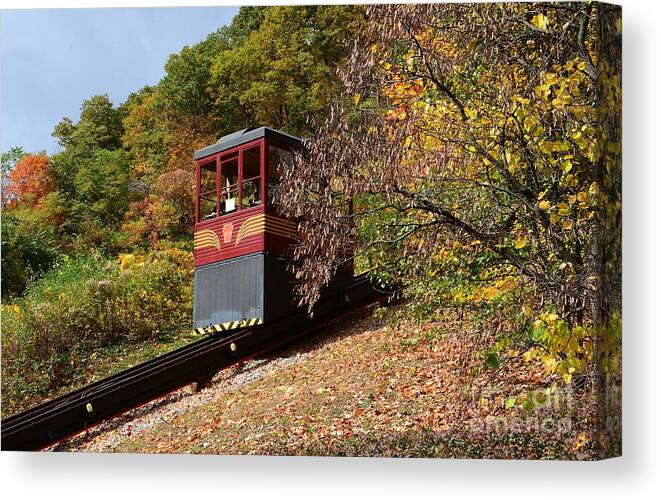 Funicular Canvas Print featuring the photograph Funicular Descending by Cindy Manero