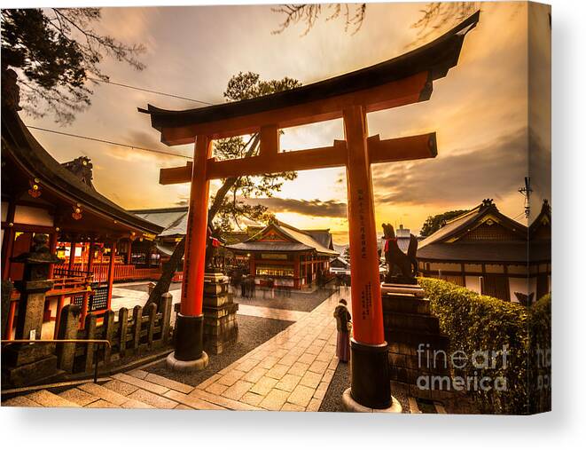 Kyoto Canvas Print featuring the photograph Fushimi Inari Taisha Shrine in Kyoto #1 by Luciano Mortula