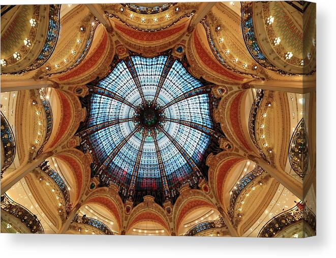 Paris Canvas Print featuring the photograph Galeries Lafayette interior by Songquan Deng