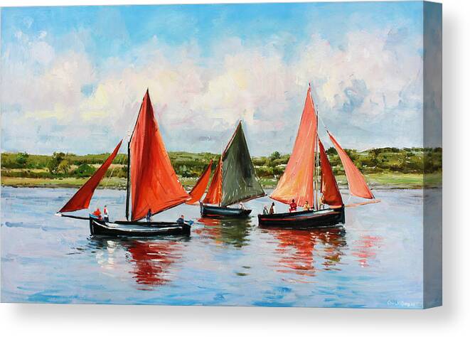 Galway Hooker Canvas Print featuring the painting Galway Hookers by Conor McGuire