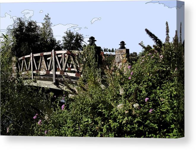Landscape Canvas Print featuring the photograph Garden Bridge by James Rentz