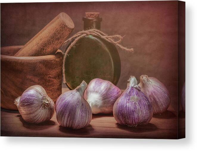 Garlic Canvas Print featuring the photograph Garlic Bulbs by Tom Mc Nemar