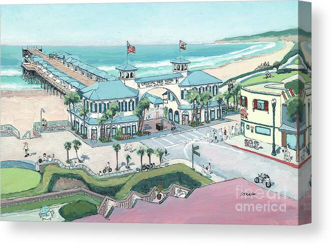Crystal Pier Canvas Print featuring the painting Crystal Pier Pacific Beach San Diego California #4 by Paul Strahm