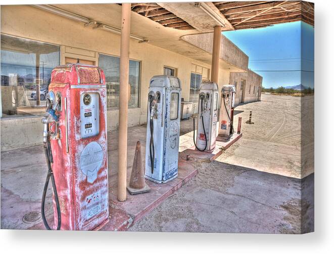 Gas Pumps Canvas Print featuring the photograph Gas Pumps by Matthew Bamberg
