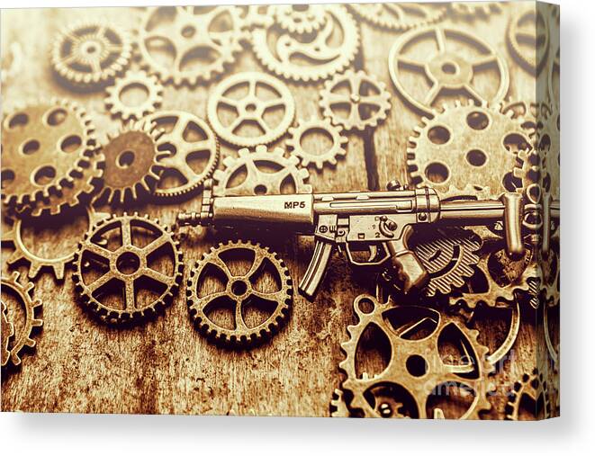 Army Canvas Print featuring the photograph Gear of weapon design by Jorgo Photography