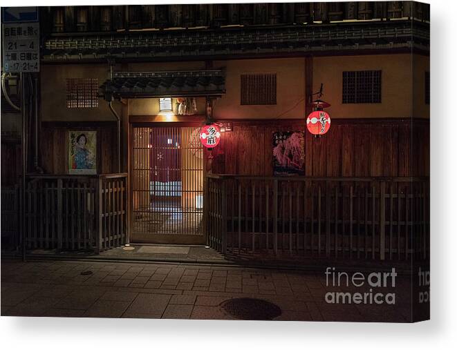 Travel Canvas Print featuring the photograph Geisha Tea House, Gion, Kyoto, Japan by Perry Rodriguez