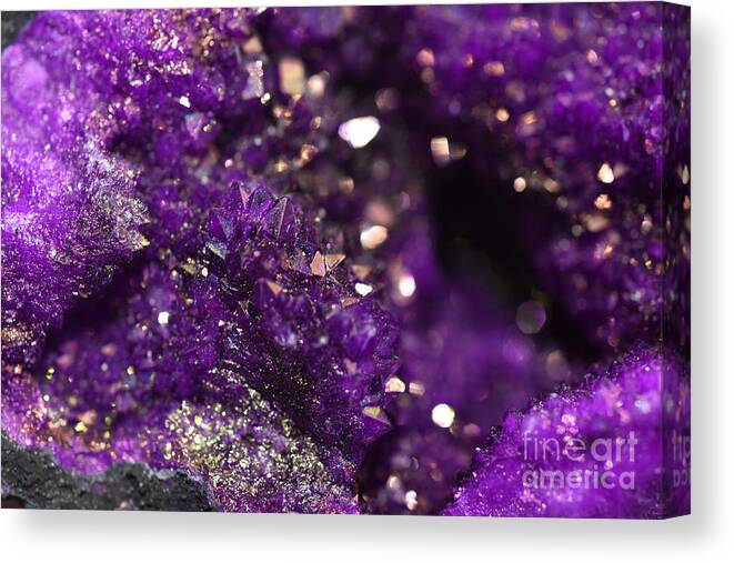 Abstract Canvas Print featuring the photograph Geode Abstract Amethyst by Lisa Argyropoulos