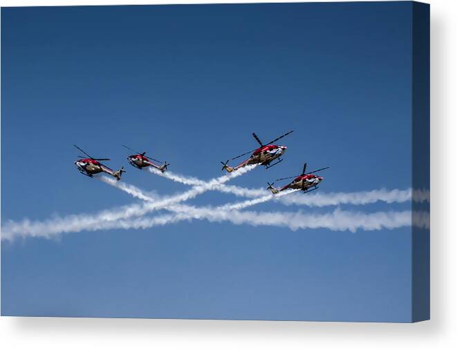 Helicopters Canvas Print featuring the photograph Geometric Sky by Ramabhadran Thirupattur