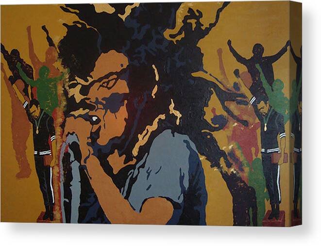 Bob Marley Canvas Print featuring the painting Get Up Stand Up by Rachel Natalie Rawlins