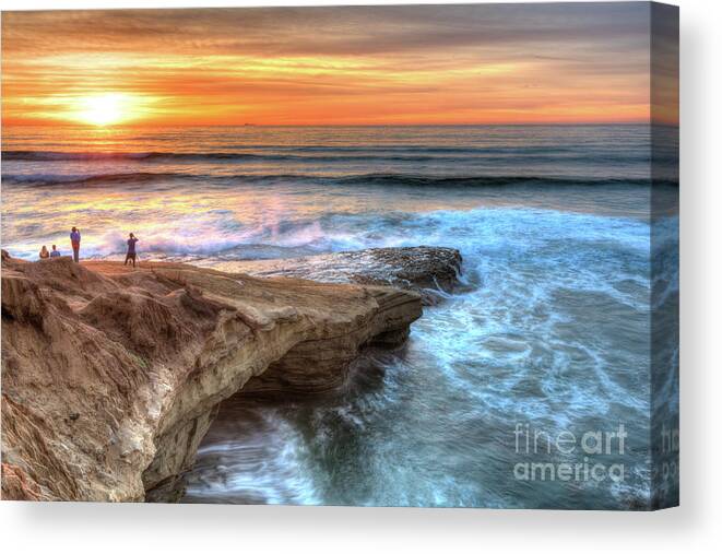 Beach Canvas Print featuring the photograph Getting a Look at Sunset Cliff's Sunset by David Levin