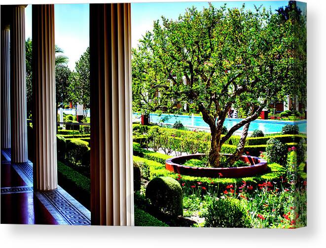 Garden Canvas Print featuring the photograph Getty Villa Peristyle Garden by Joseph Hollingsworth