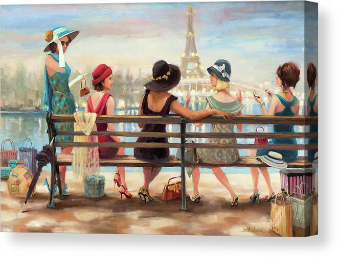 Paris Canvas Print featuring the painting Girls Day Out by Steve Henderson