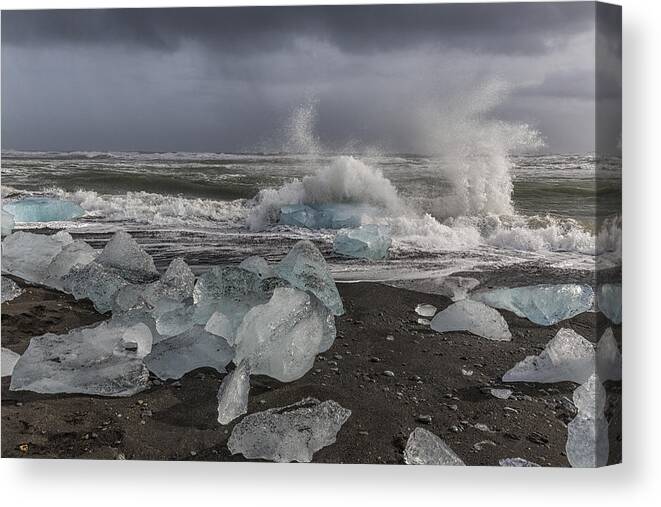 Glacial Lagoon Canvas Print featuring the tapestry - textile Glacial Lagoon Iceland 2 by Kathy Adams Clark