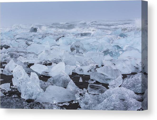 Glacial Lagoon Canvas Print featuring the tapestry - textile Glacier Ice by Kathy Adams Clark
