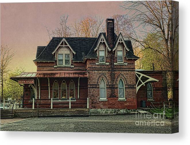 Glen Canvas Print featuring the photograph Glen Mill Train Station by Judy Wolinsky