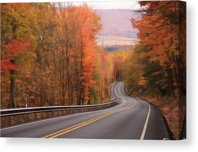 Autumn Canvas Print featuring the photograph Gold Mine Road in Autumn by Lori Deiter