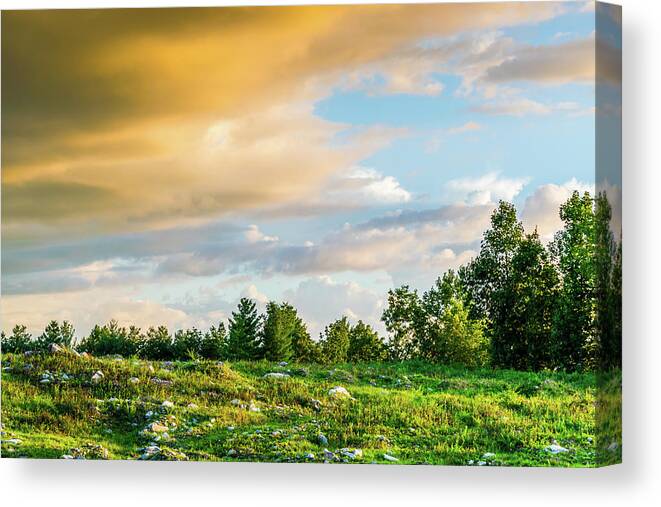 Eastern Ky Canvas Print featuring the photograph Golden Clouds by Lester Plank