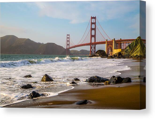 Golden Gate Bridge Canvas Print featuring the photograph Golden Gate Bridge by Lev Kaytsner