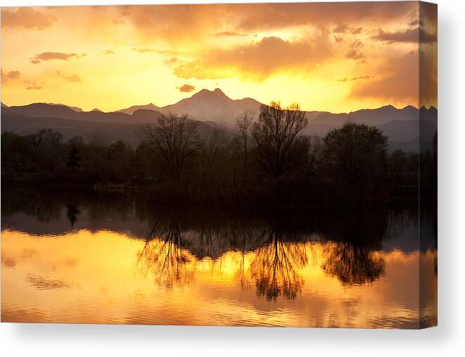 Longs Peak Canvas Print featuring the photograph Golden Ponds Longmont Colorado by James BO Insogna
