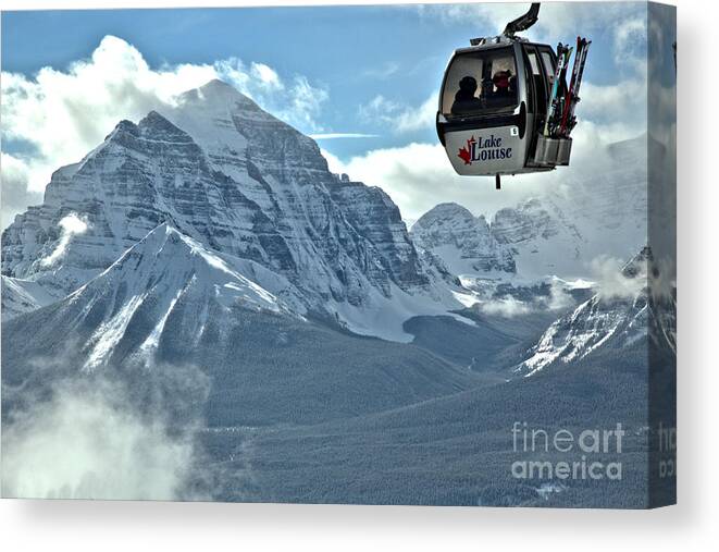Lake Louise Canvas Print featuring the photograph Hanging Above The Canadian Rockies by Adam Jewell