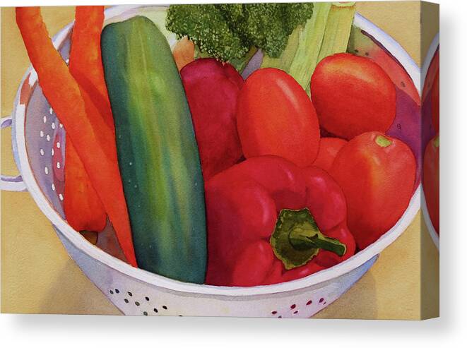 Vegetables Canvas Print featuring the painting Good Eats by Judy Mercer