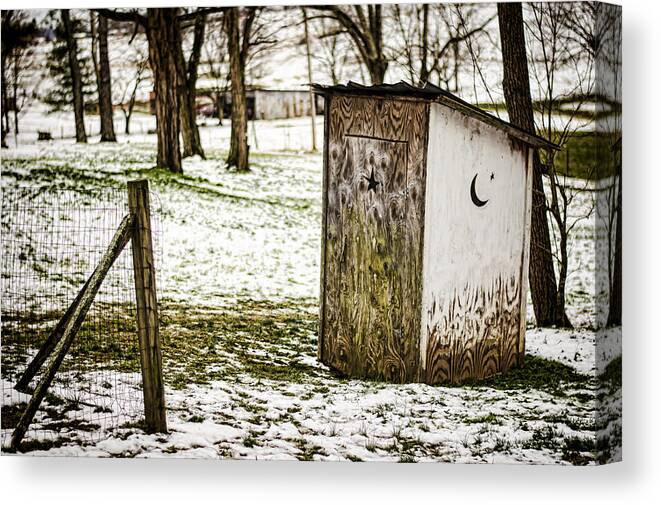 Outhouse Canvas Print featuring the photograph Gotta Go by Heather Applegate