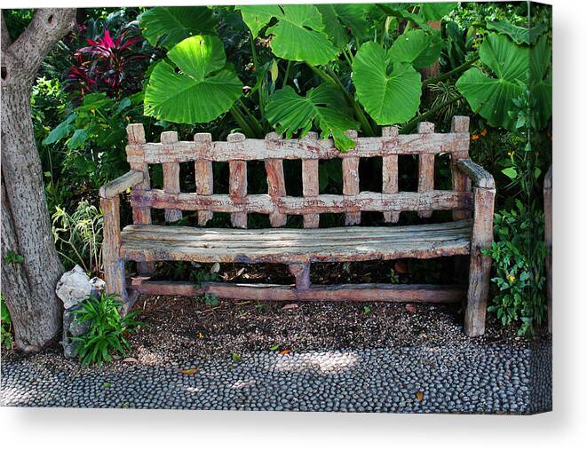 Bench Canvas Print featuring the photograph Governor's Palace Courtyard 10 by Mary Bedy
