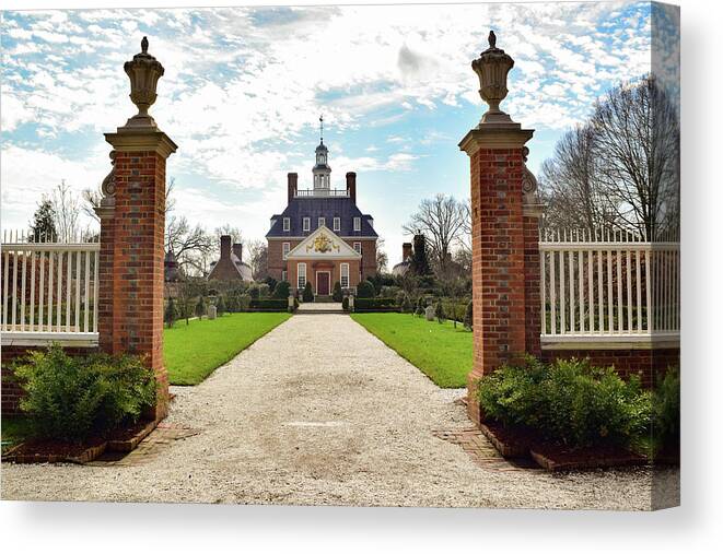 Virginia Canvas Print featuring the photograph Governor's Palace in Williamsburg, Virginia by Nicole Lloyd