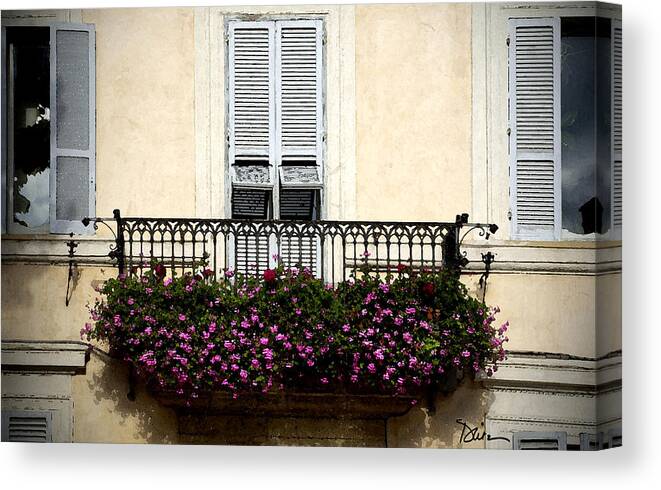 Italy Canvas Print featuring the photograph Graceful Balcony by Peggy Dietz