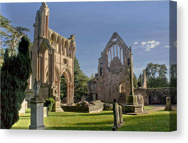 Dryburgh Canvas Print featuring the photograph Graceful Ruins. Dryburgh Abbey. by Elena Perelman