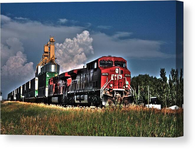 Ranch Golden Elevator Grain Bins Canvas Print featuring the photograph Grain Train by David Matthews