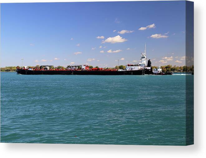 Great Lakes Canvas Print featuring the photograph Great Lakes and Michigan Tug by Mary Bedy