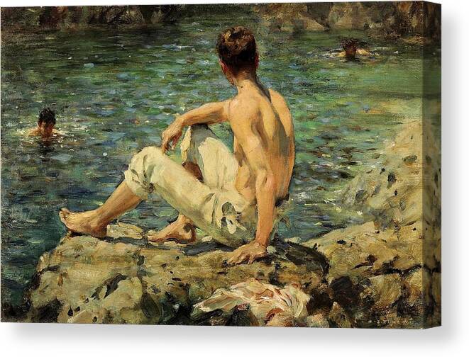 Green And Gold Canvas Print featuring the painting Green and Gold by Henry Scott Tuke