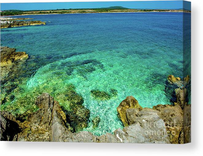 Coast Canvas Print featuring the photograph Green Clear Water at the Coast of Croatia by Andreas Berthold